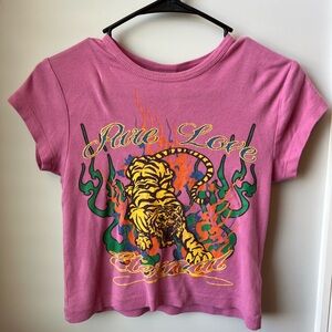 Urban Outfitters - Pure Love Tiger Baby Tee - Pink - Medium